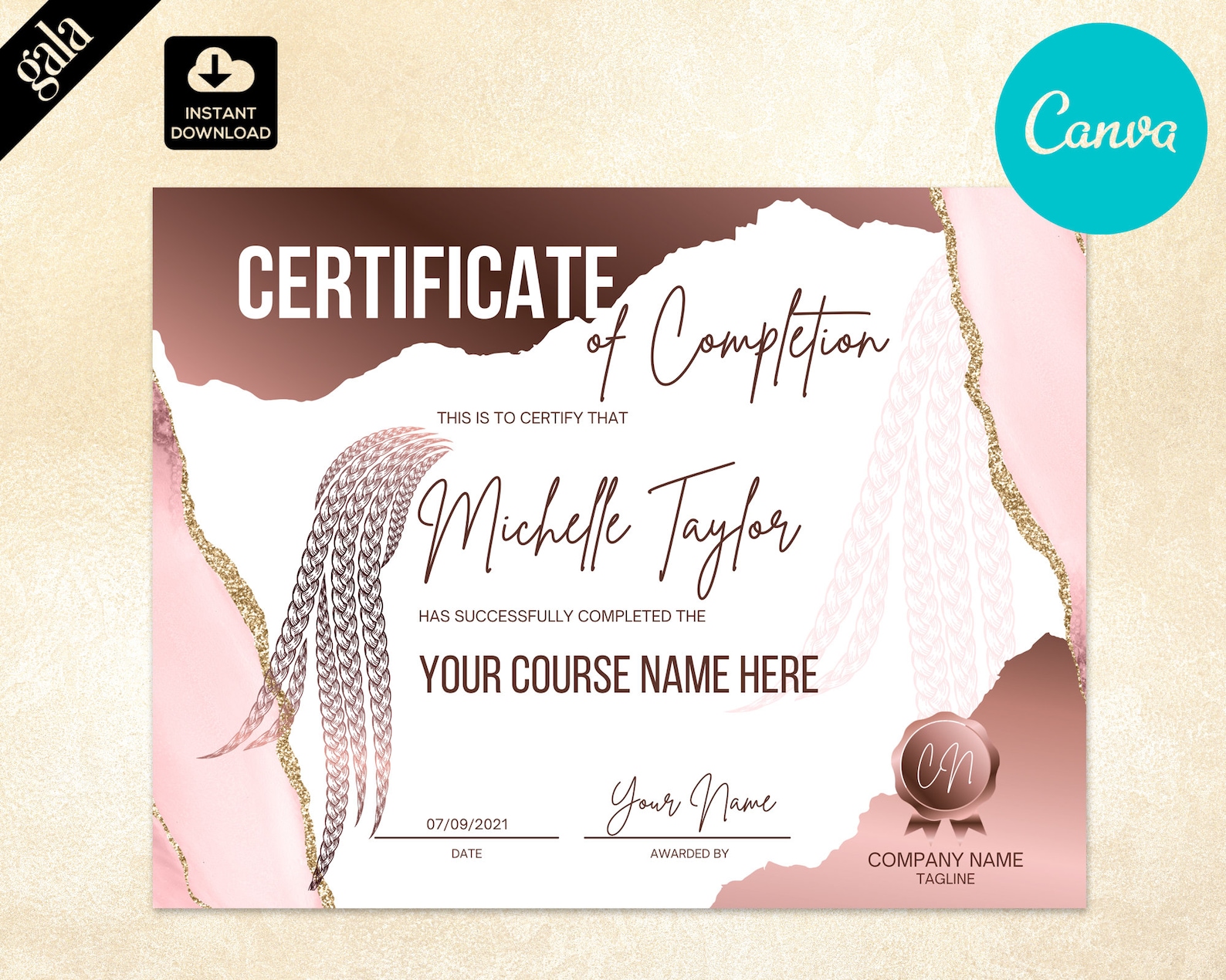 Braiding Certificate of Completion: DIY Canva Template (digital