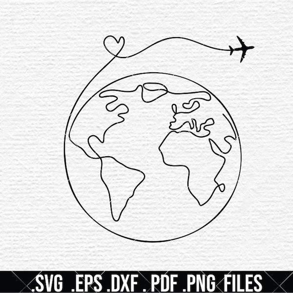 Line Art World Map SVG 048