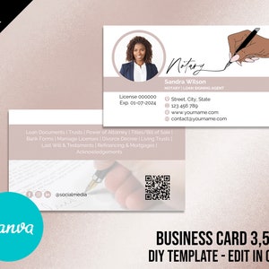 Cartão de visita de notário moderno DIY, serviços de notário móvel para mulheres afro-americanas, cartão de visita de agente de assinatura de notário, marketing de notário, 013