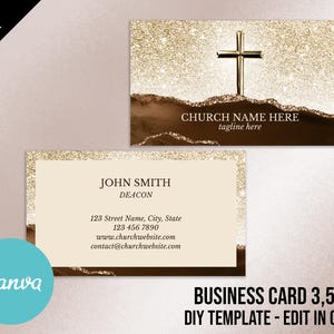Kirchen Visitenkarten Vorlagen für Diakon, Pastor, Geistlicher, Prediger oder Bischof | Religiöses Canva Template 001