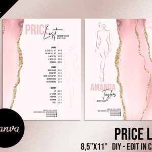 Body Sculpting Price List, Price List Template Editable, DIY Makeup Price List, Hair Price List, Beauty salon, Waist Trainer,  006
