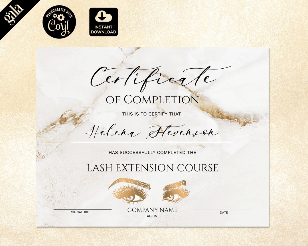 DIY Lash Extension Certificate Template (digital Download) - Etsy