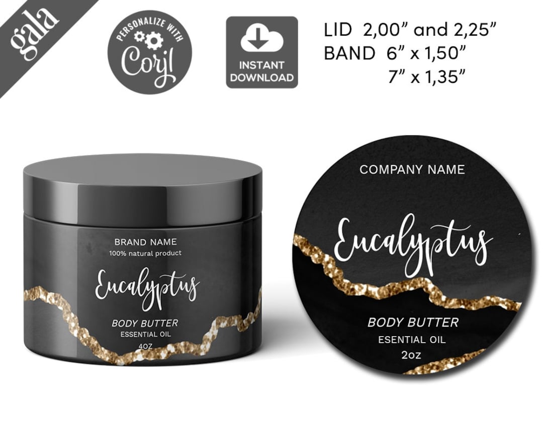 Wrap Around Label Template Body Butter Label Candle Jar - Etsy Singapore