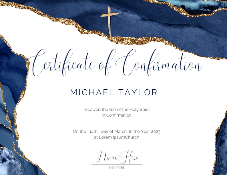 DIY Confirmation Certificate Template: Church Award (canva) - Etsy