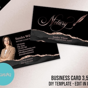 Bearbeitbar druckbare Mobile Notary Services Visitenkarte 036