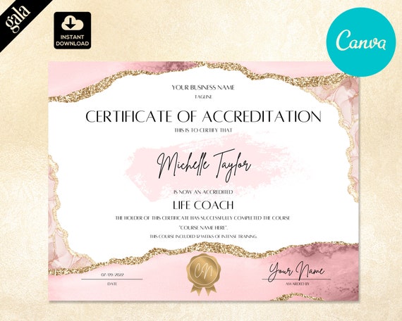 Certificate of Accreditation Life Coach Certificate | Etsy