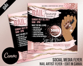 DIY Nail Course Flyer Design, Nail Class Flyer, Nail tech Instagram Template, Manicure Social Media flyer,  Beauty Flyer, 005