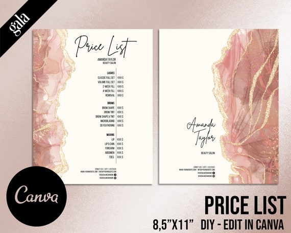 Price List Template Editable Makeup Price List Hair Price List