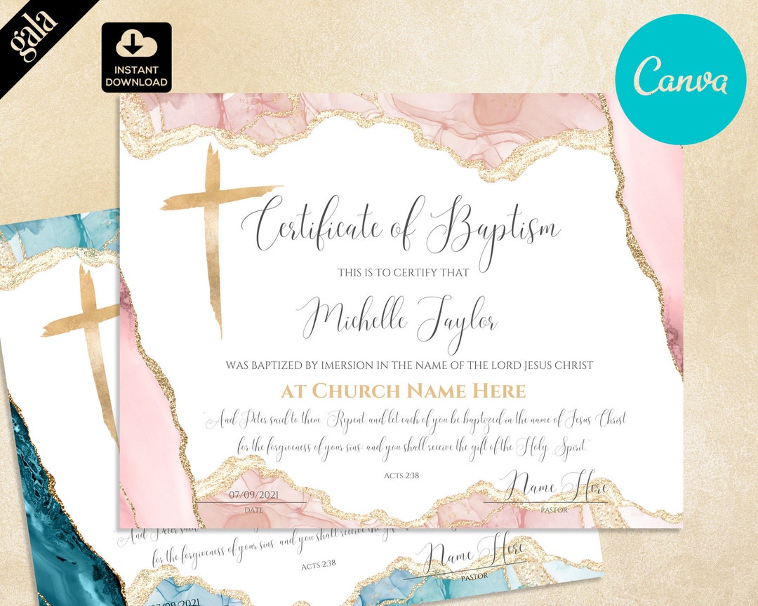 Baptism Certificate Template, Christening Certificate, Church