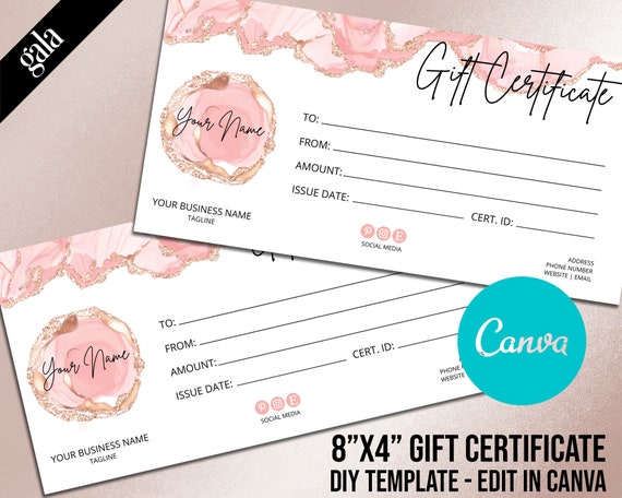 Gift Certificate Template Printable and Editable Gift | Etsy