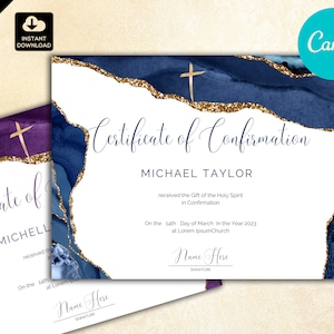 Certificado de Confirmación, Certificado de Confirmación, Certificado de la Iglesia, Certificado DIY Canva CAN011