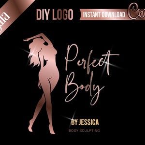 DIY logo template, body sculpting logo design, waist trainer logo, woman silhouette logo, beauty logo, linergie logo, c019