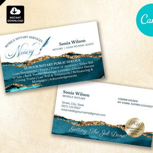 DIY Notary Business Card Canva Template: Mobile Notary Design (3.5x2in) (Digital Download)