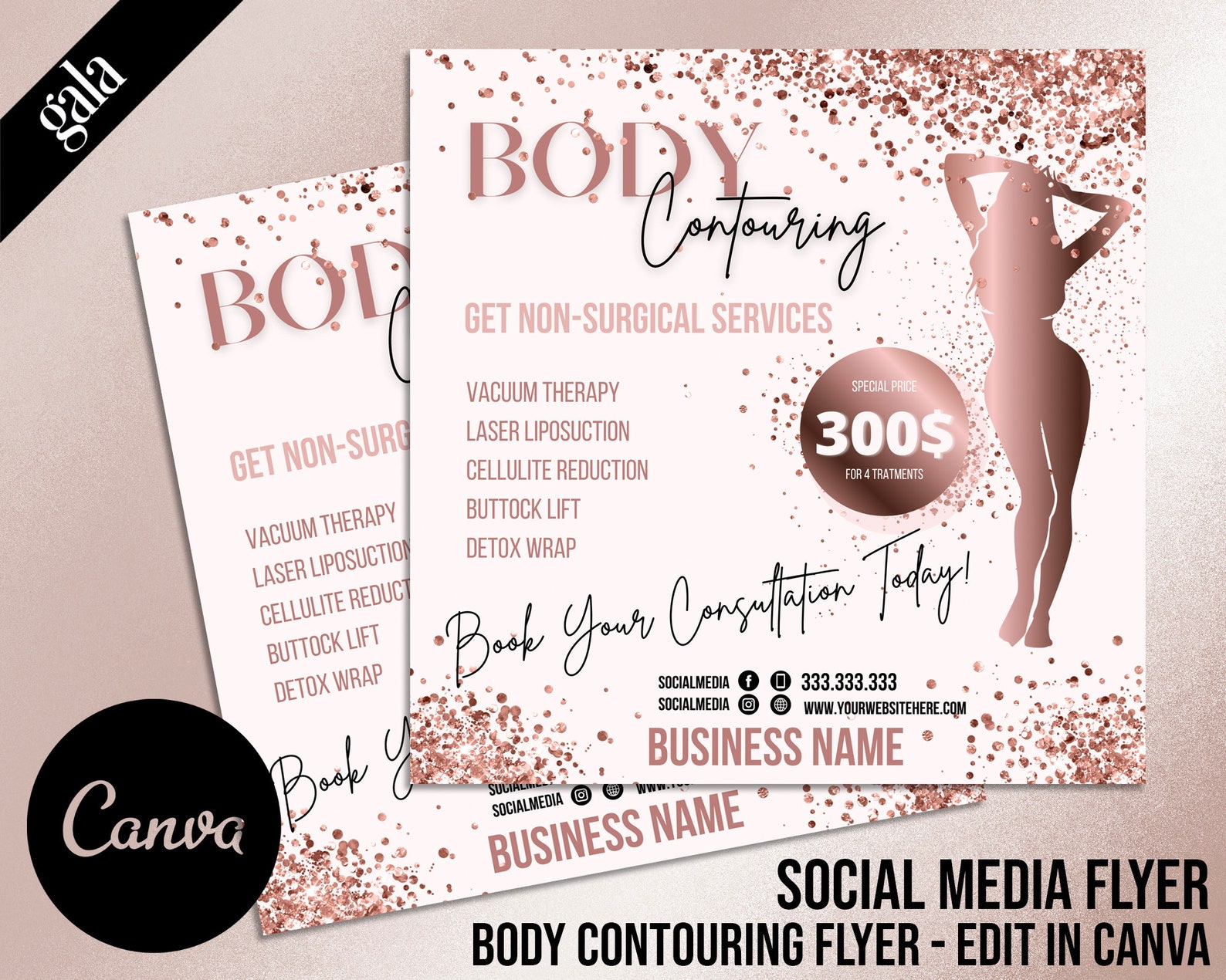 DIY BODY CONTOURING Flyer Social Media Flyer Body Sculpting Etsy