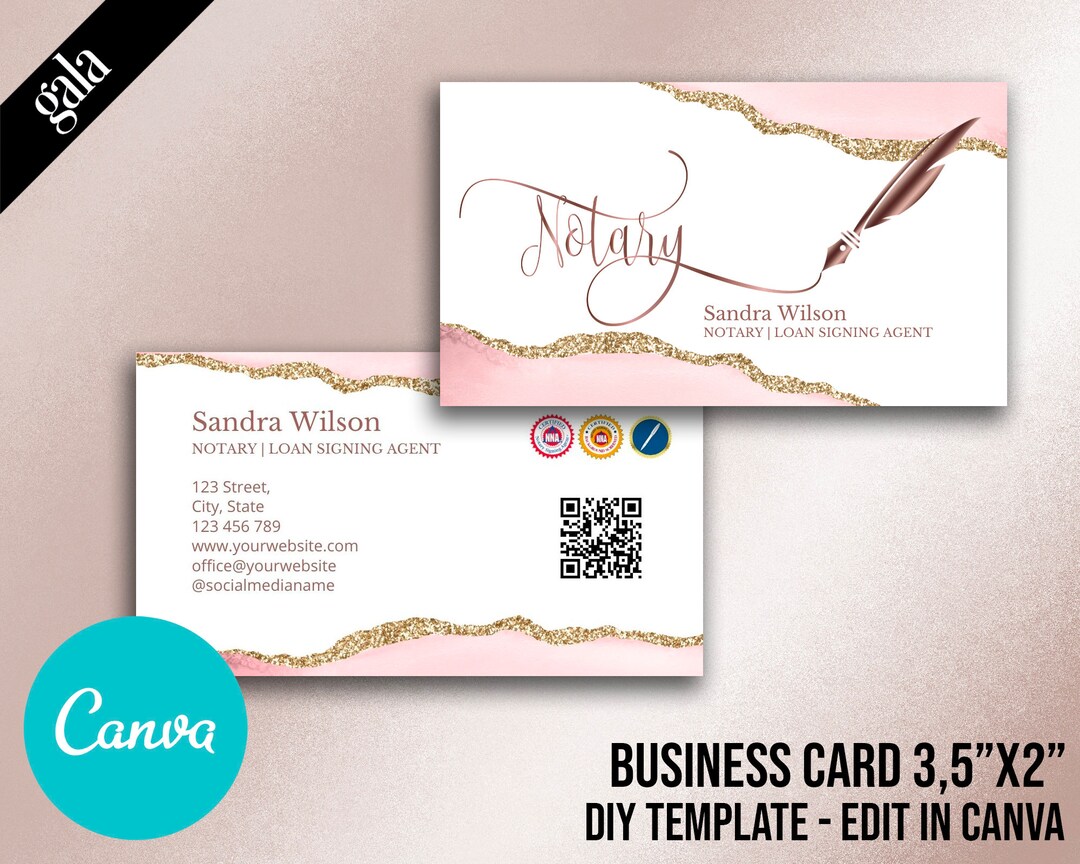 Printable Notary Business Card Mobile Notary Services Notary - Etsy