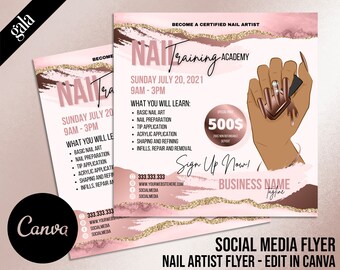 DIY Nail Course Flyer Design, Nail Class Flyer, Nail tech Instagram Template, Beauty Social Media flyer, Do it Yourself Nail Tech Flyer, 002