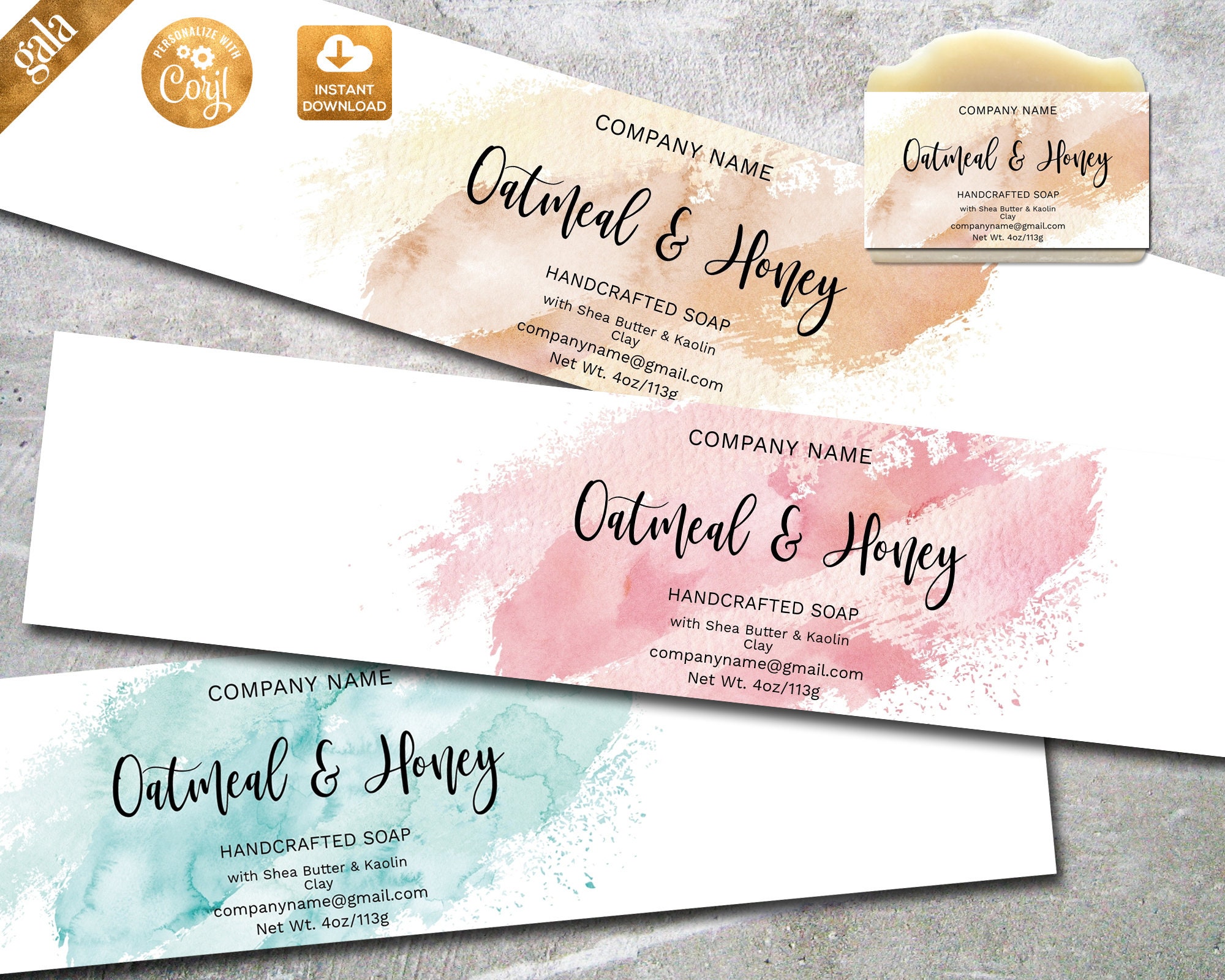 Watercolor Soap Label Template: Editable DIY Design (Digital Download)