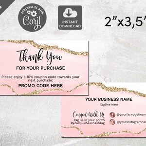 Editable Thank You for Your Purchase Thank You Card Template - Etsy