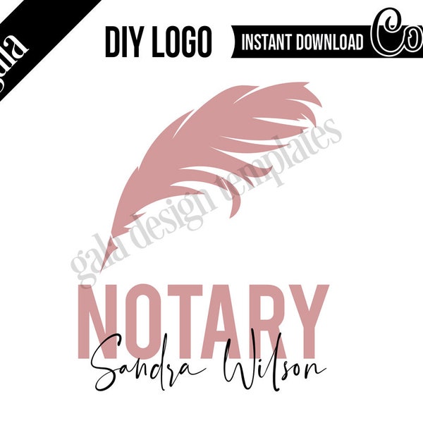 Notary Logo Design, Signing Agent Logo, Feather Pen Logo c065