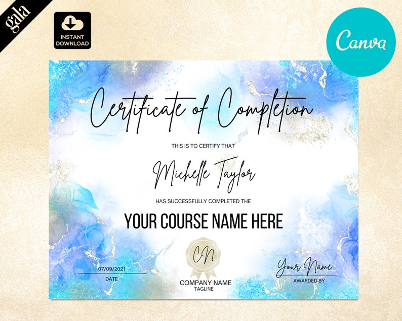 DIY Certificate of Completion Template Printable Beauty | Etsy