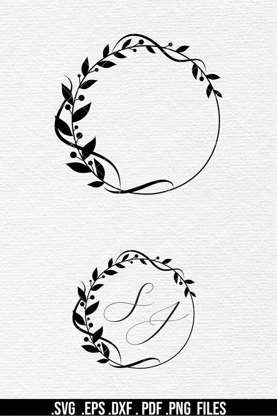 Flower Wreath SVG, Flower monogram svg (380474)