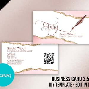 Printable Notary Business Card, Mobile Notary Services, Notary Signing Agent Business Card, Notary Marketing, Notary  Canva template 006