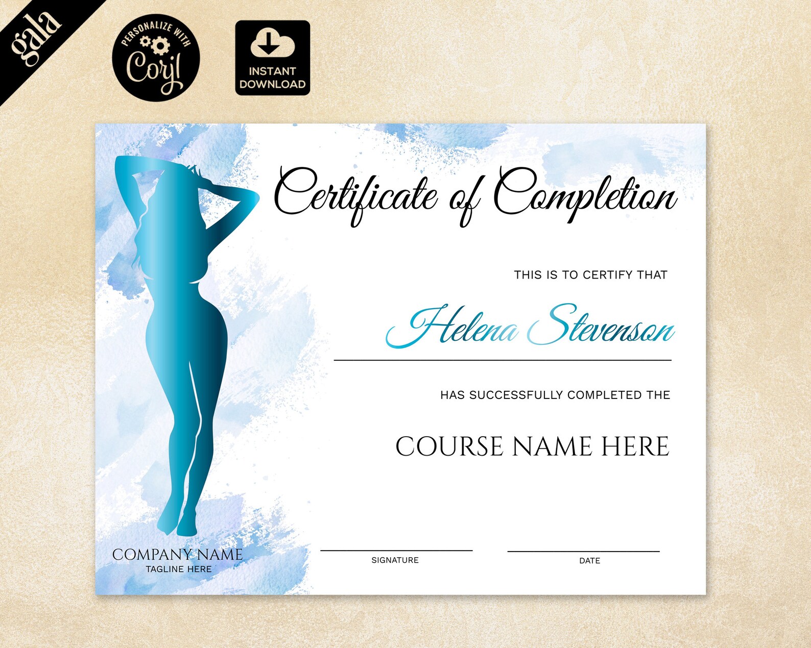 Body Sculpting Certificate of Completion fitness certificate Etsy