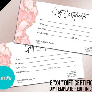 Gift Certificate Template Printable and Editable Gift - Etsy