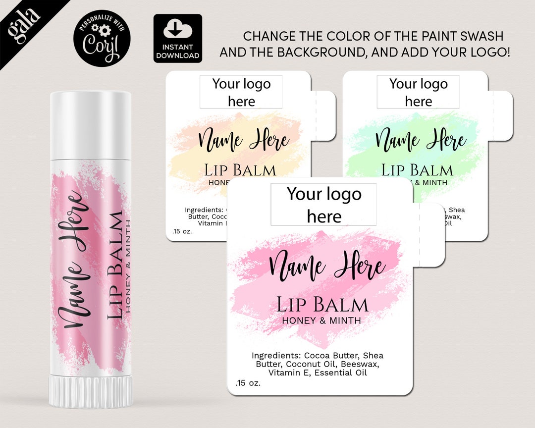Lip Balm Labels Template, DIY Product Label, Editable Lip Balm Label Templates, Lip Gloss Label Design, Editable Label, WATERCOLOR 011 - Etsy lip-balm-labels-template-diy-product-label-editable-lip-balm-label-templates-lip-gloss-label-design-editable-label-watercolor-011-etsy