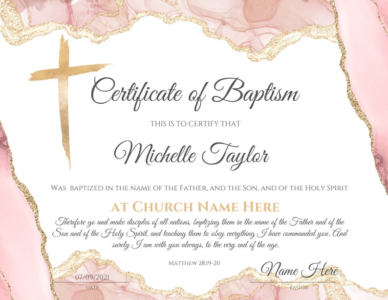 Christening Certificate Editable Baptism Certificate Etsy
