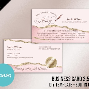 DIY Notary Business Card Canva Template: Mobile Notary Marketing (3.5&quot;x2&quot;)