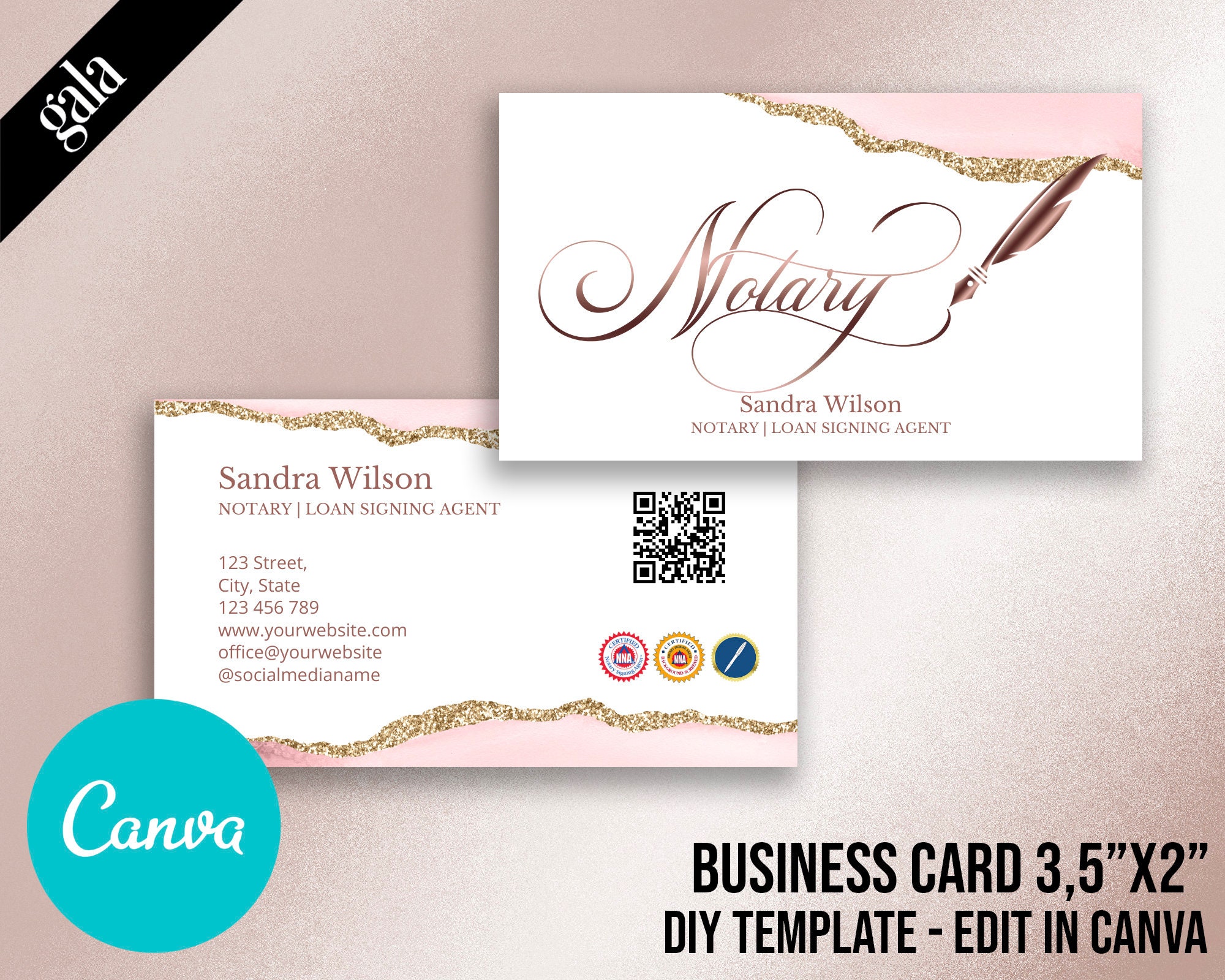 DIY Notary Business Card Mobile Notary Services Notary Etsy