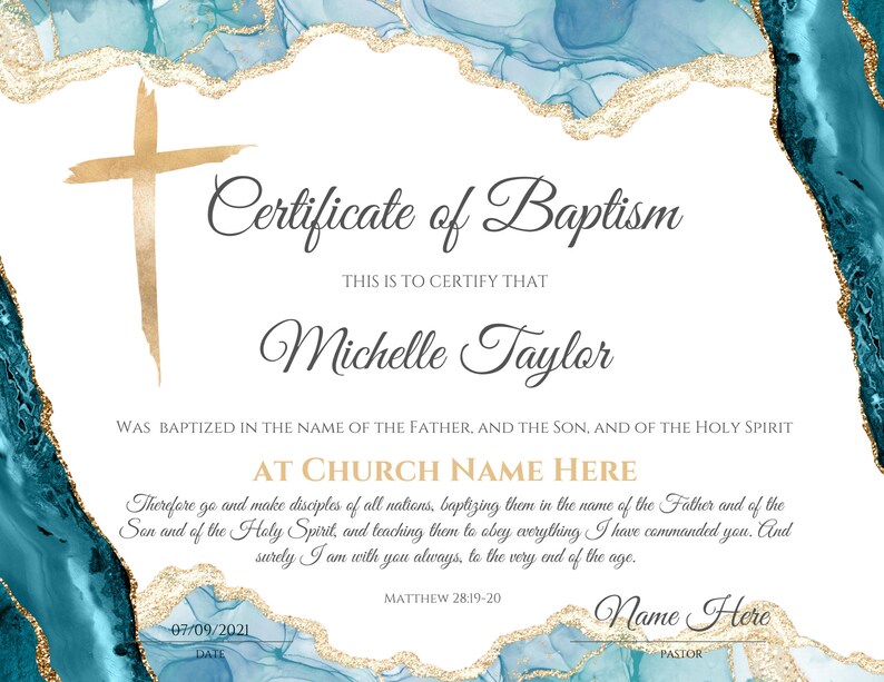 Christening Certificate Editable Baptism Certificate Etsy
