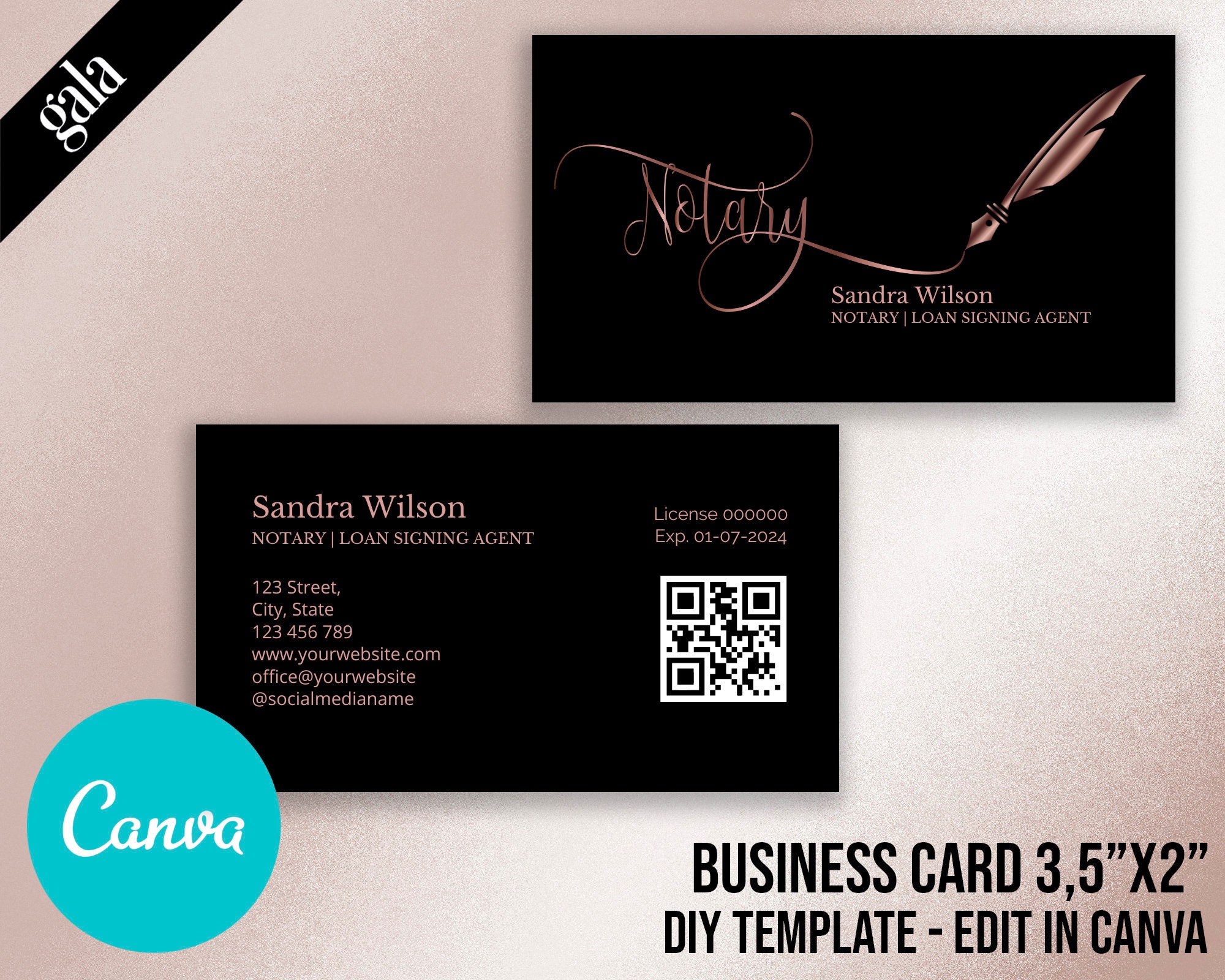 DIY Notary Business Card, Mobile Notary Services, Loan Signing 
