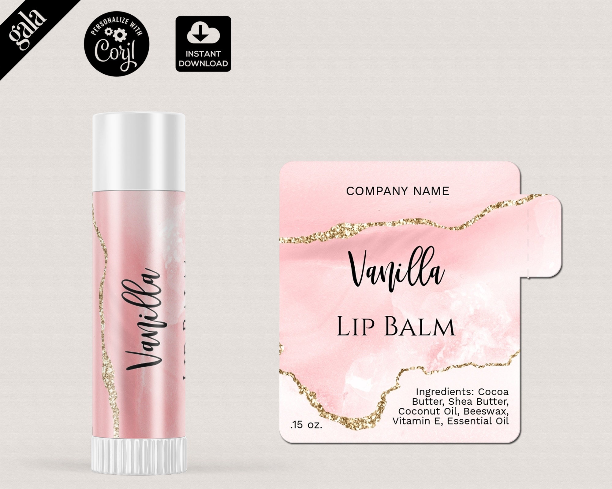 Lip Balm Labels Template, Blush pink agate DIY Product Label, Editable lip  balm Label Templates, lip gloss Label Design, Editable Label 23 Within Lip Balm Label Template