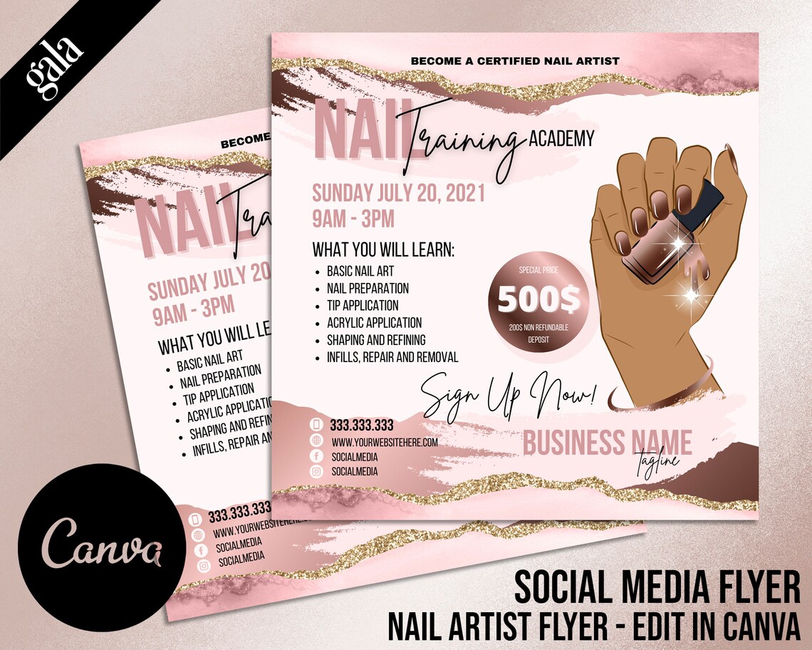 DIY Nail Course Flyer Design Nail Class Flyer Nail Tech Etsy UK