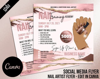 DIY Nail Course Flyer Design, Nail Class Flyer, Nail tech Instagram Template, Beauty Social Media flyer, Nail Tech Training Flyer, 003