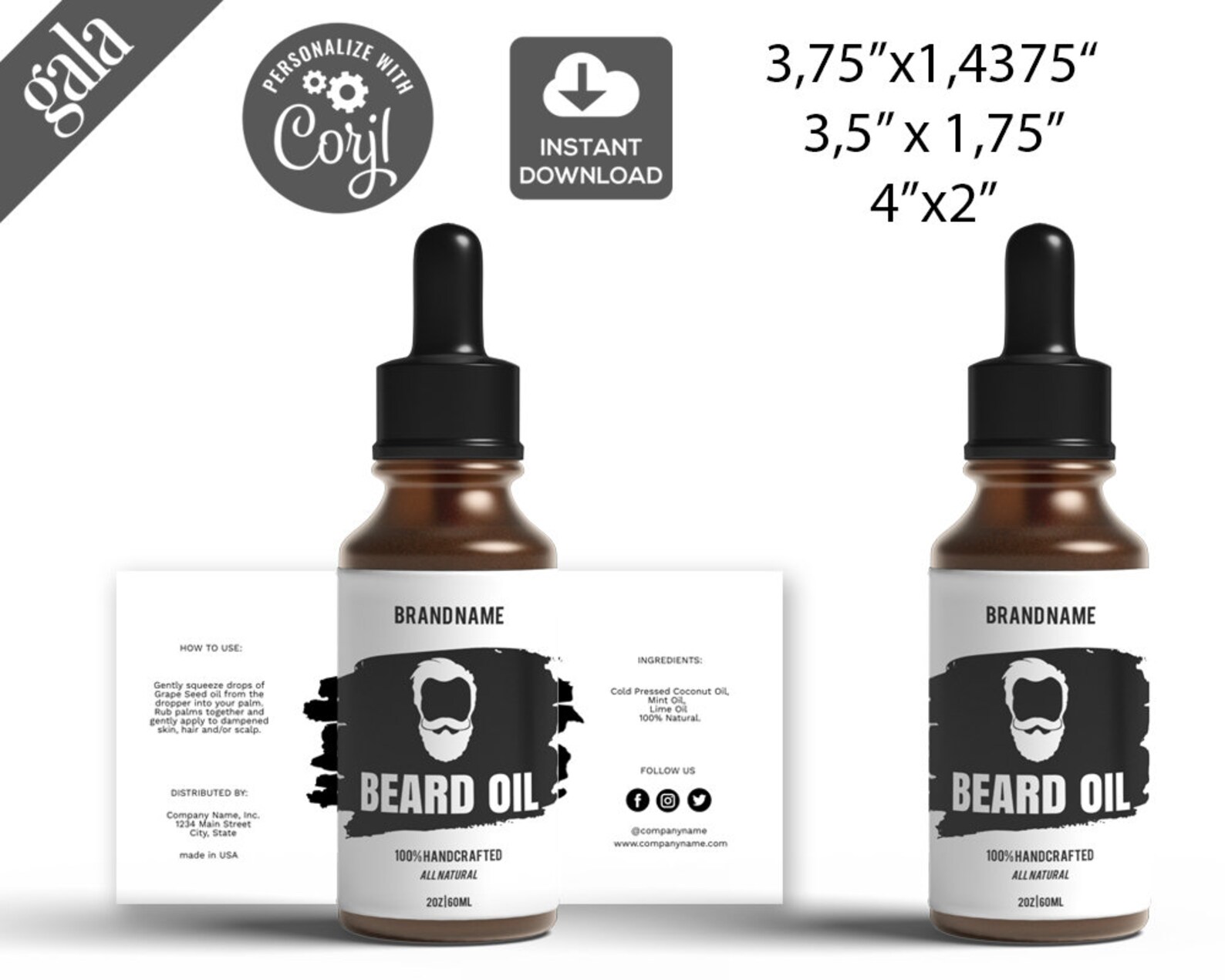 Beard Oil Label Template Beard Oil Label Design 005 - Etsy