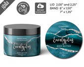 Wrap Around Body Butter Label Template,  Body Butter Label, Candle Jar Label, Body Product Label, Lotions, Circle Lid Jar Label, Silver 013c