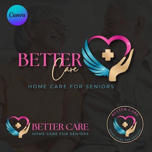 Modern Home Care Logo with Angel Wings & Heart | Nurse Home Healthcare Logo | Elderly Care Branding | Unique Nursing Home Logo Design 020