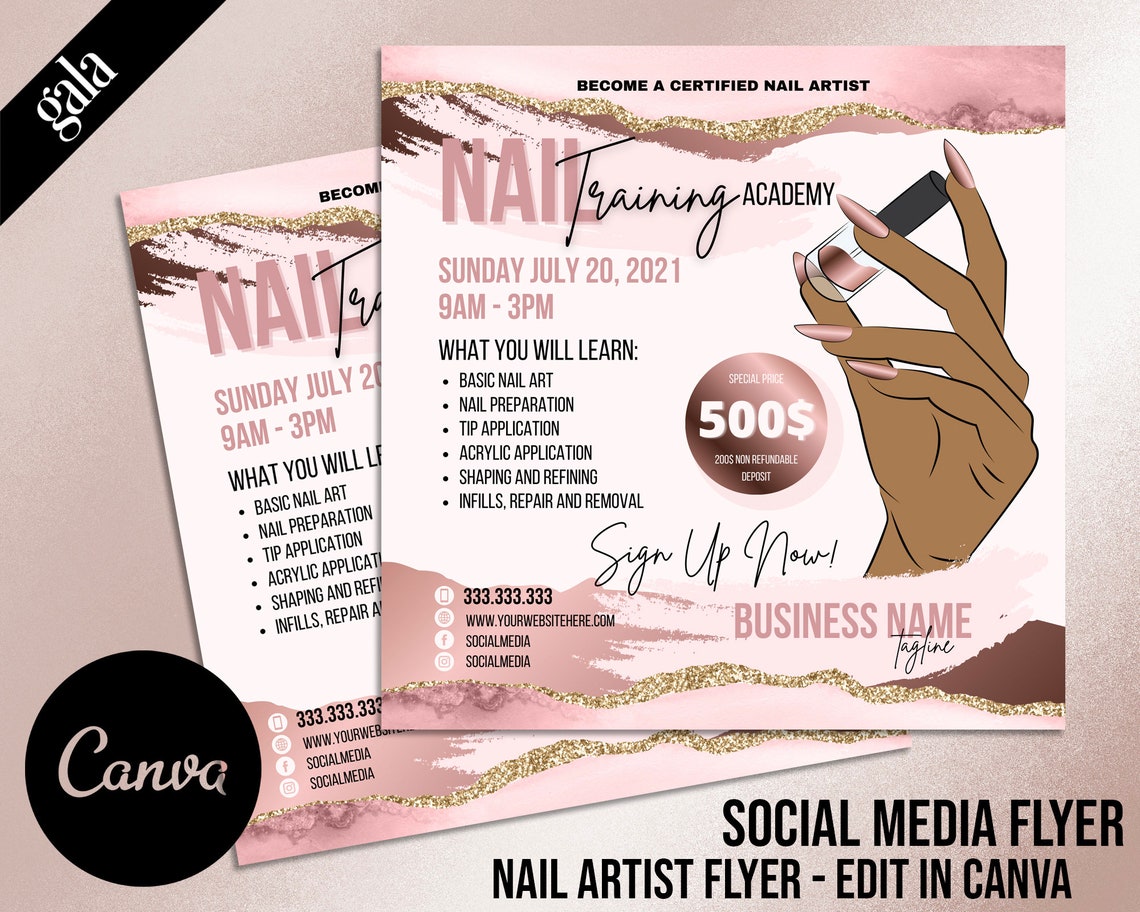 DIY Nail Course Flyer Design Nail Class Flyer Nail Tech Etsy