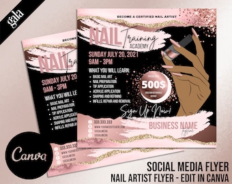 DIY Nail Course Flyer Design, Nail Class Flyer, Nail tech Instagram Template, Manicure Social Media flyer,  Beauty Flyer, 004