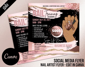DIY Nail Course Flyer Design, Nail Class Flyer, Nail tech Instagram Template, Manicure Social Media flyer,  Beauty Flyer, 006