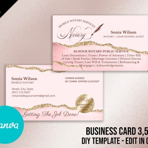 DIY Notary Business Card, Mobile Notary Services, Notary Signing Agent Business Card, Notary Marketing, Notary  Canva template 019