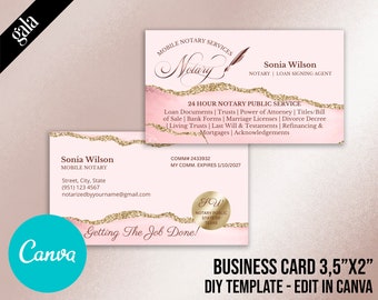 DIY Notary Business Card, Mobile Notary Services, Notary Signing Agent Business Card, Notary Marketing, Notary  Canva template 019