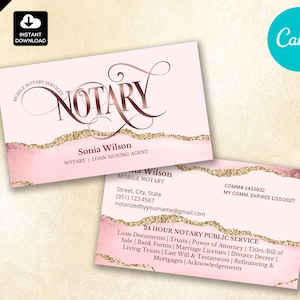 DIY Notary Business Card Canva Template: Mobile Notary Marketing (3.5&quot;x2&quot;)
