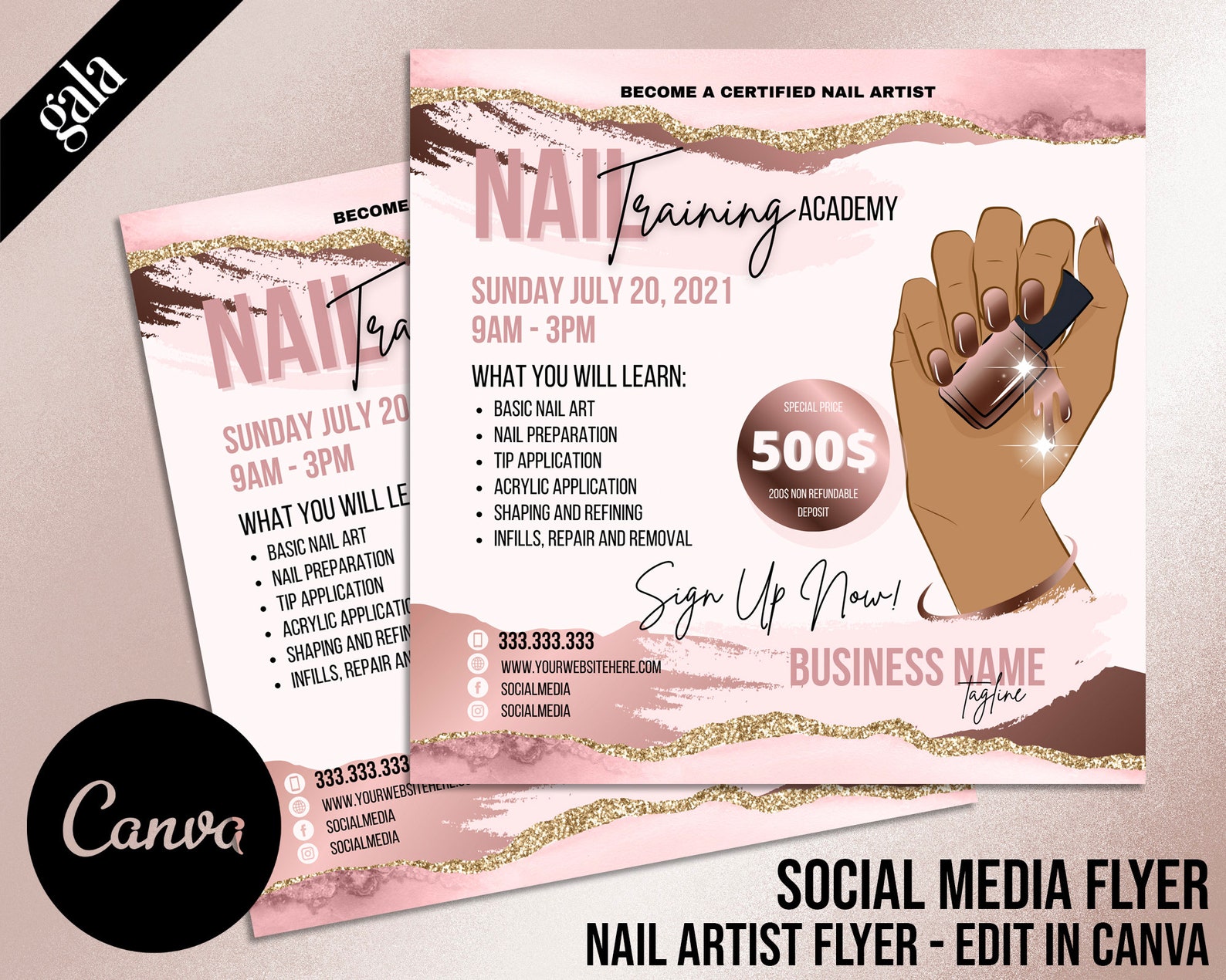 DIY Nail Course Flyer Design Nail Class Flyer Nail tech Etsy