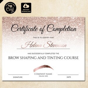 Certificate of Completion, Makeup Certificate Template, Rose Gold ...