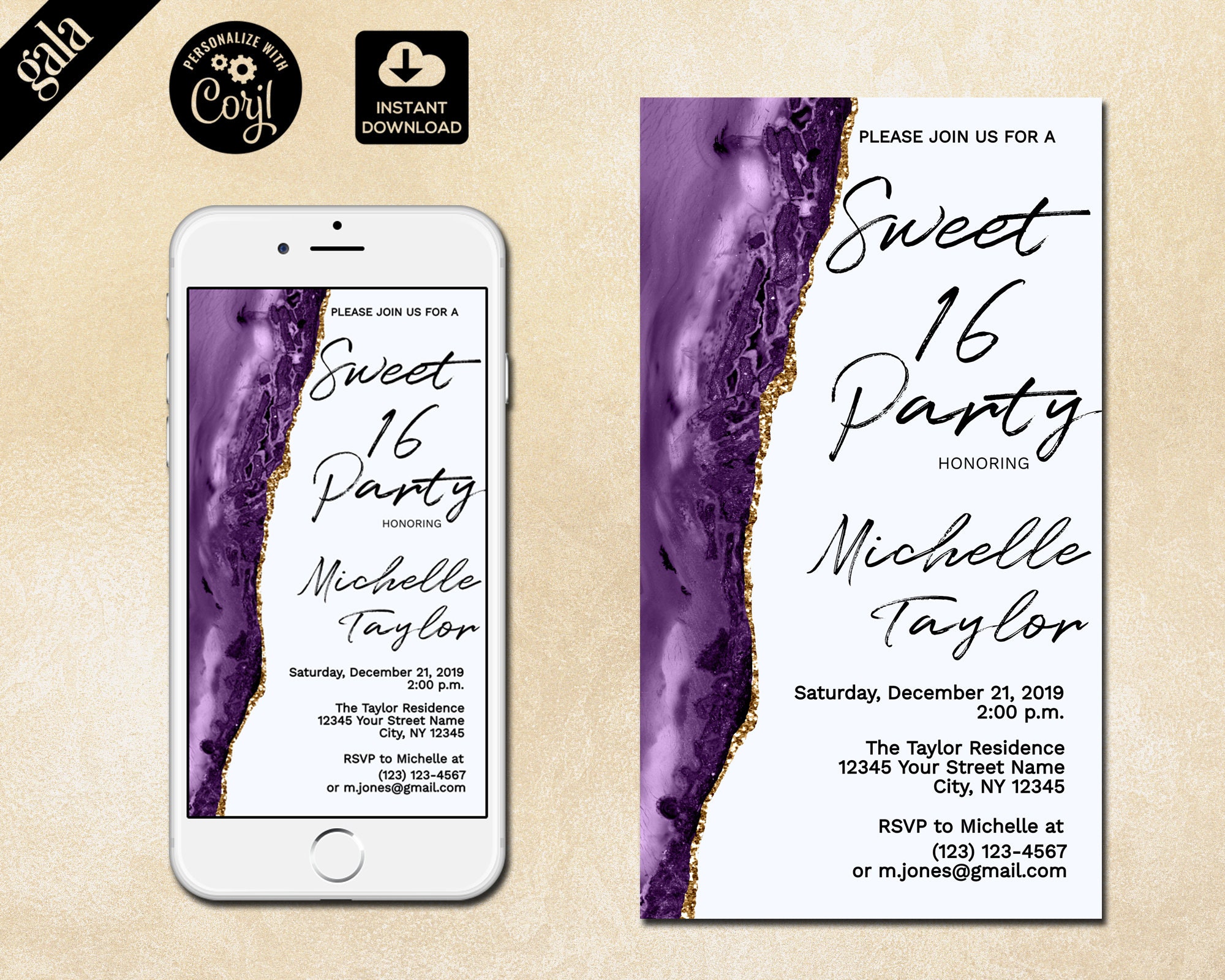 Sweet Sixteen Digital Invitation Sweet 16 Evite E invite - Etsy España