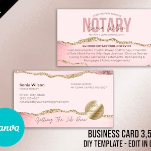 Modern Printable DIY Notary Business Card Canva Template Marketing , Mobile Notary Services, Notary Signing Agent Business Card 021